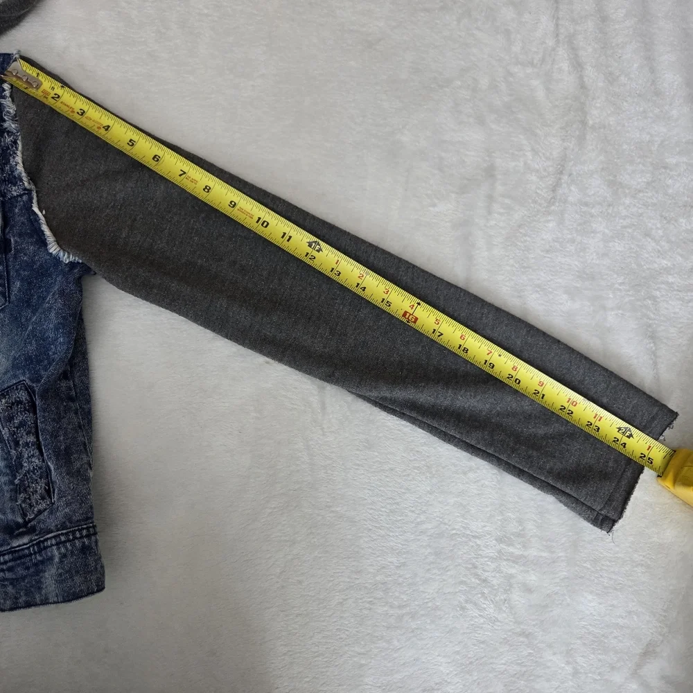 Miss‎ Me Jean Jacket Girls Med Cotton Sleeve hooded Embellished Beaded